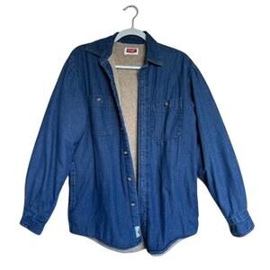 Wrangler Denim Sherpa Lined Jacket Sze S/P Fall Western Light Jacket Medium Wash